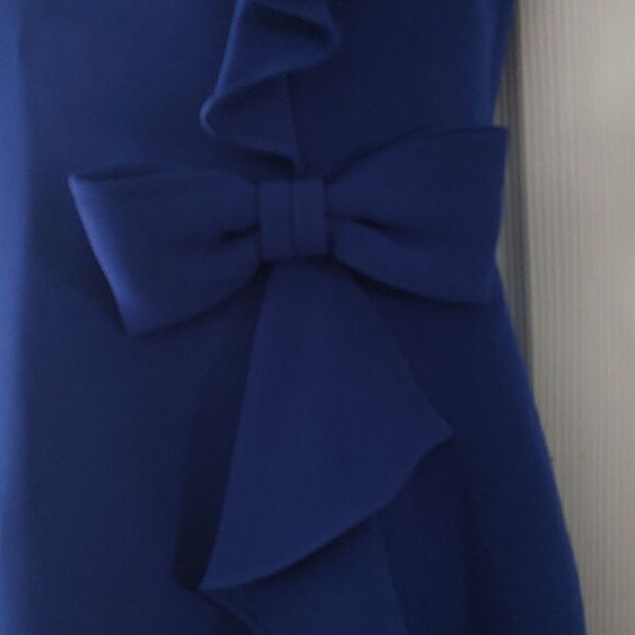 Teri Jon Rickie Freeman royal blue bow ruffle side sleeveless party formal dress - Picture 4 of 6